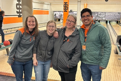 Staff bowling for EAW