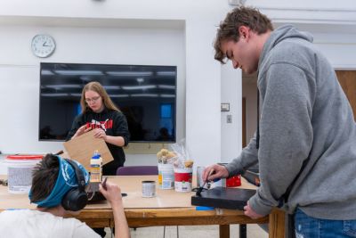 Students work on 2D art projects