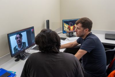 Students work on ceramics art projects