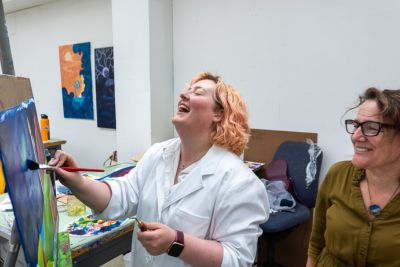 Students work on metal art projects