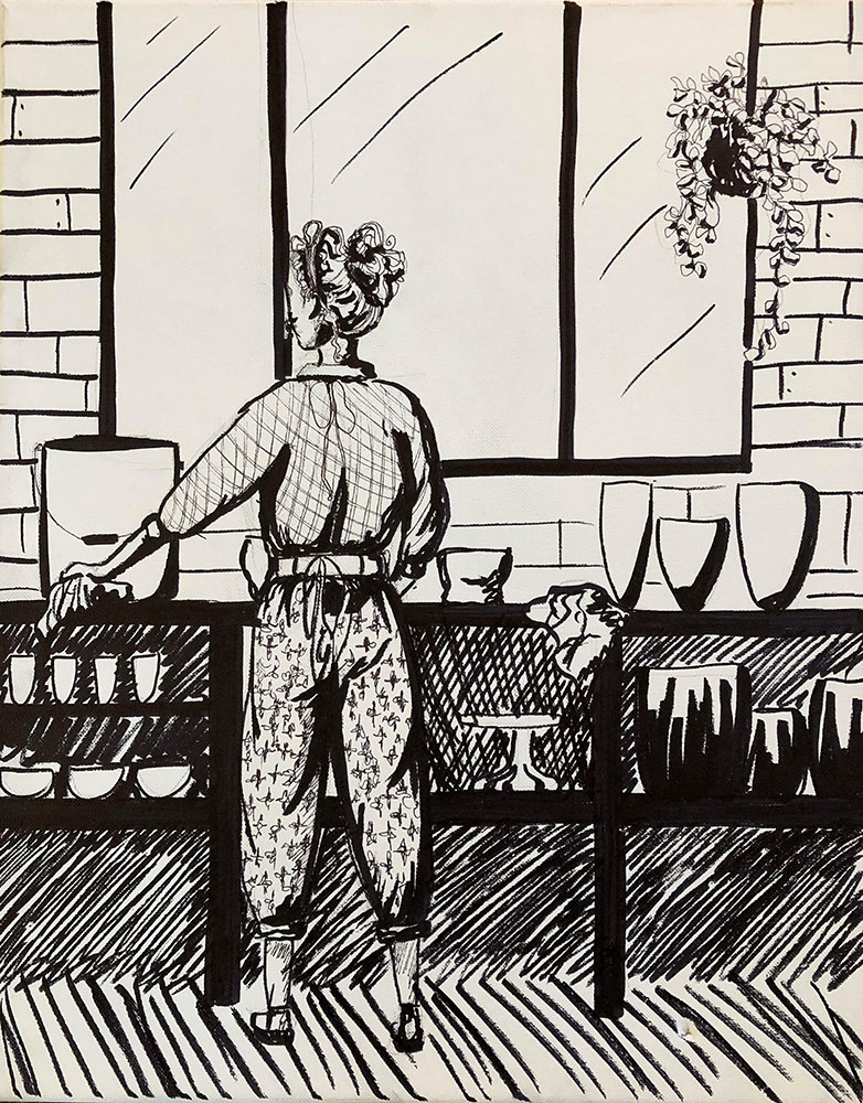 Female Artist -ink on canvas