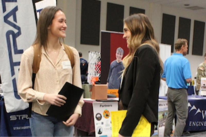 Students at a career fair