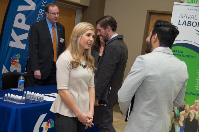 People talking at Spring Career Fair 2024