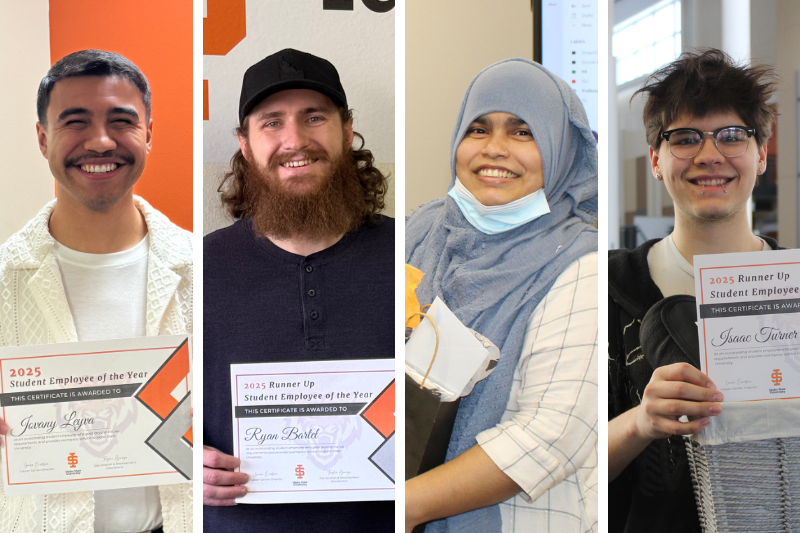 Jovany, Ryan, Arifa, and Isaac our winners for the 2025 Student Employee of the Year awards