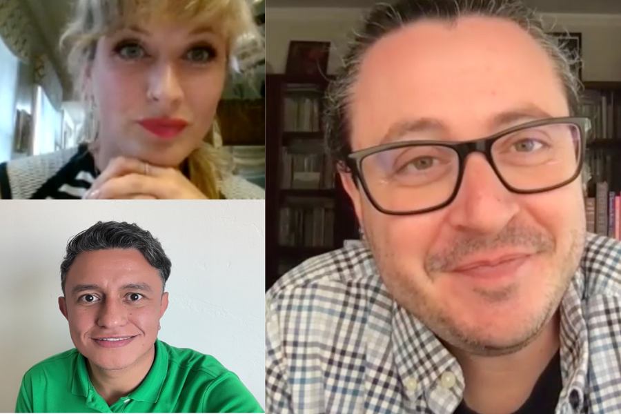 Film directors Sofía Jallinsky and Juan Pablo Basovih Marinaro meet with students via Zoom