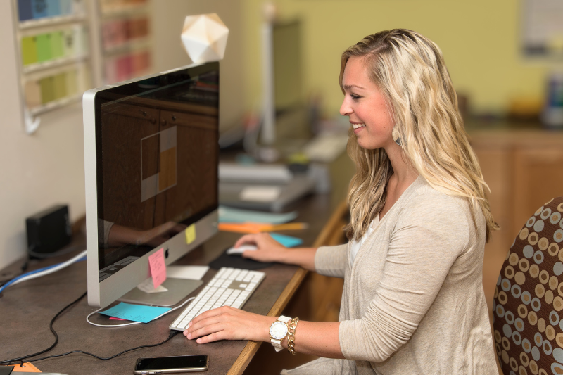 person working at an office desk