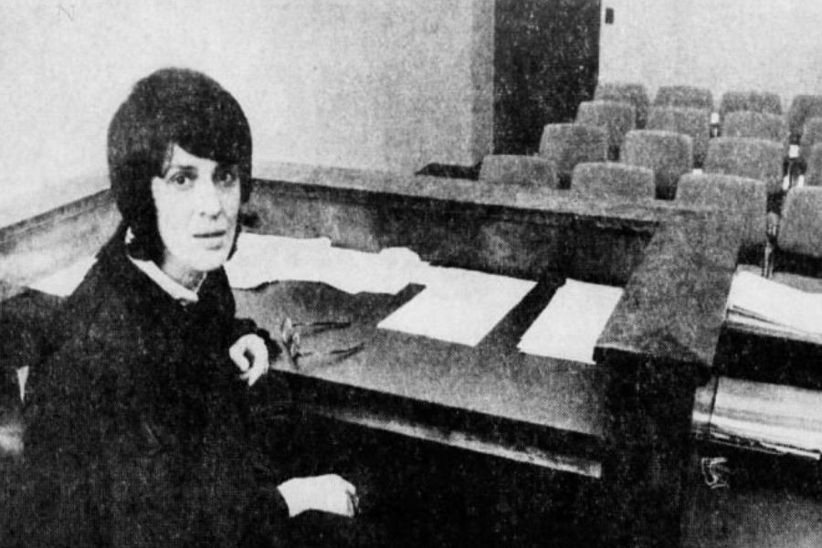 Judge Ellen Ewing sits at the judges bench in a courtroom