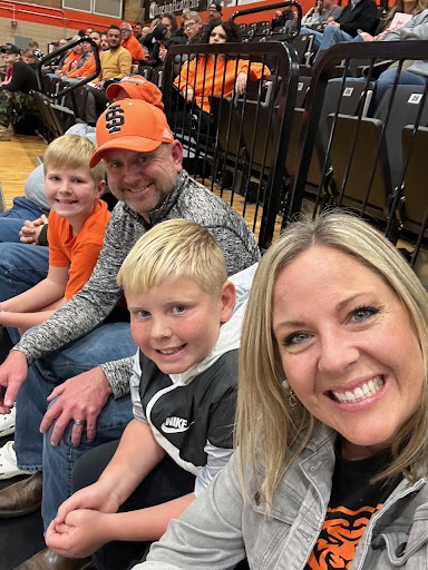 Laura Smith at an ISU basketball game with her family