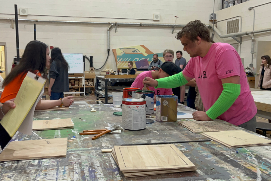 Student participate in Tech Olympics, building sets