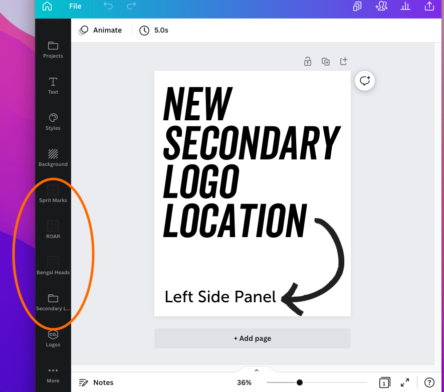Canva logos side panel
