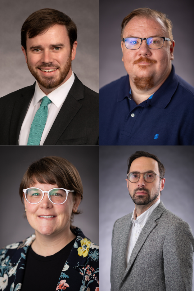 Headshots of Johnson, Speer, Robey, Fardy