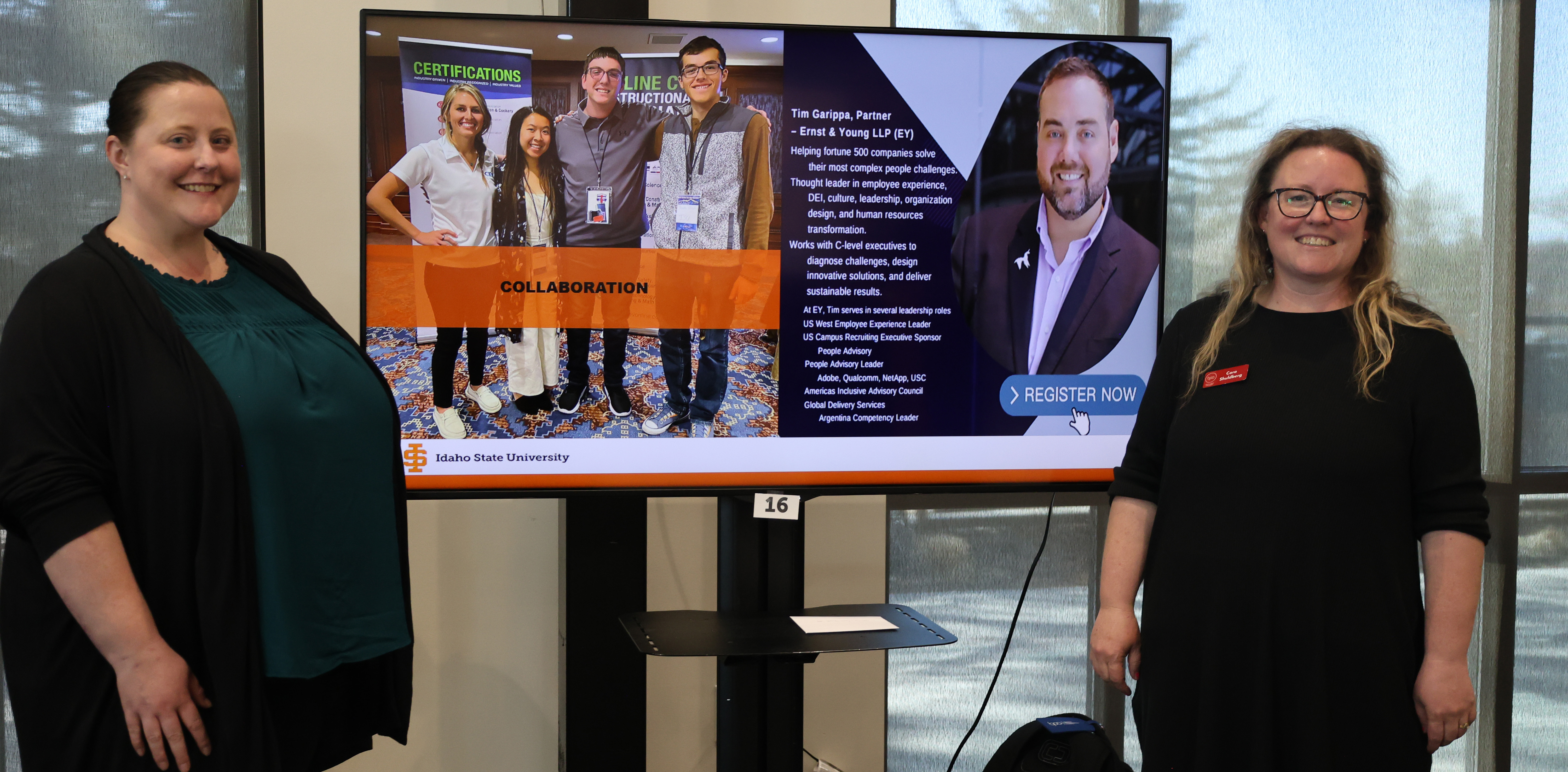 Idaho State University College of Education business education and family consumer sciences students at an event presenting their research.