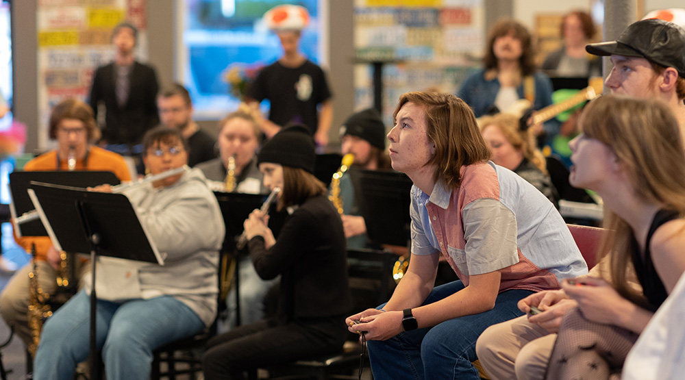 Idaho State University Music Education Program photo of students in a music classroom.