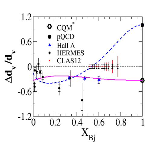 A graph showing Nucleon's Fractional Down Quark Polarization