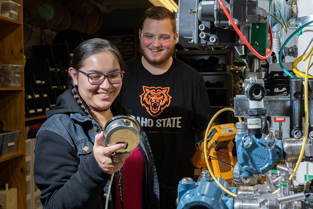 Instrumentation students working in a lab
