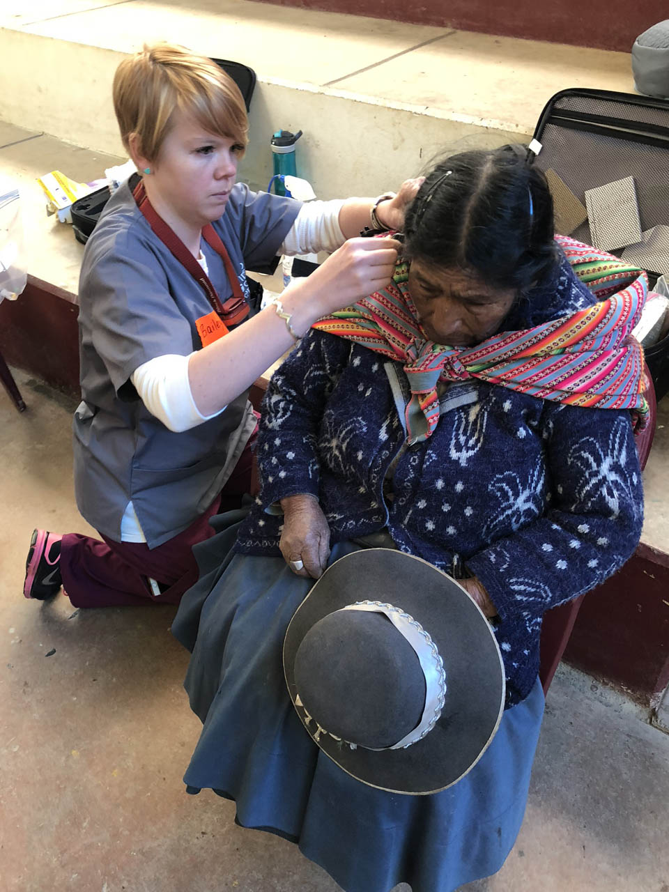 2nd year audiology student performing tympanometry 