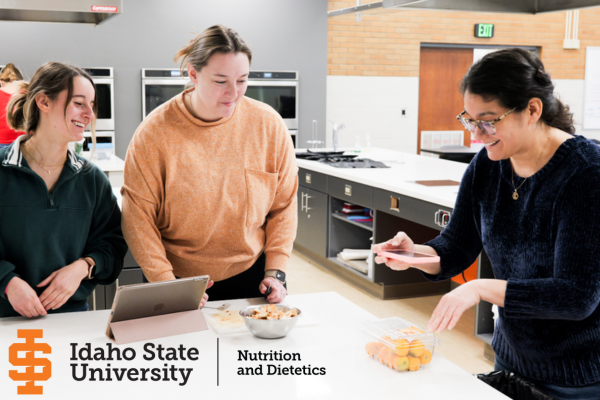 three students in a food laboratory