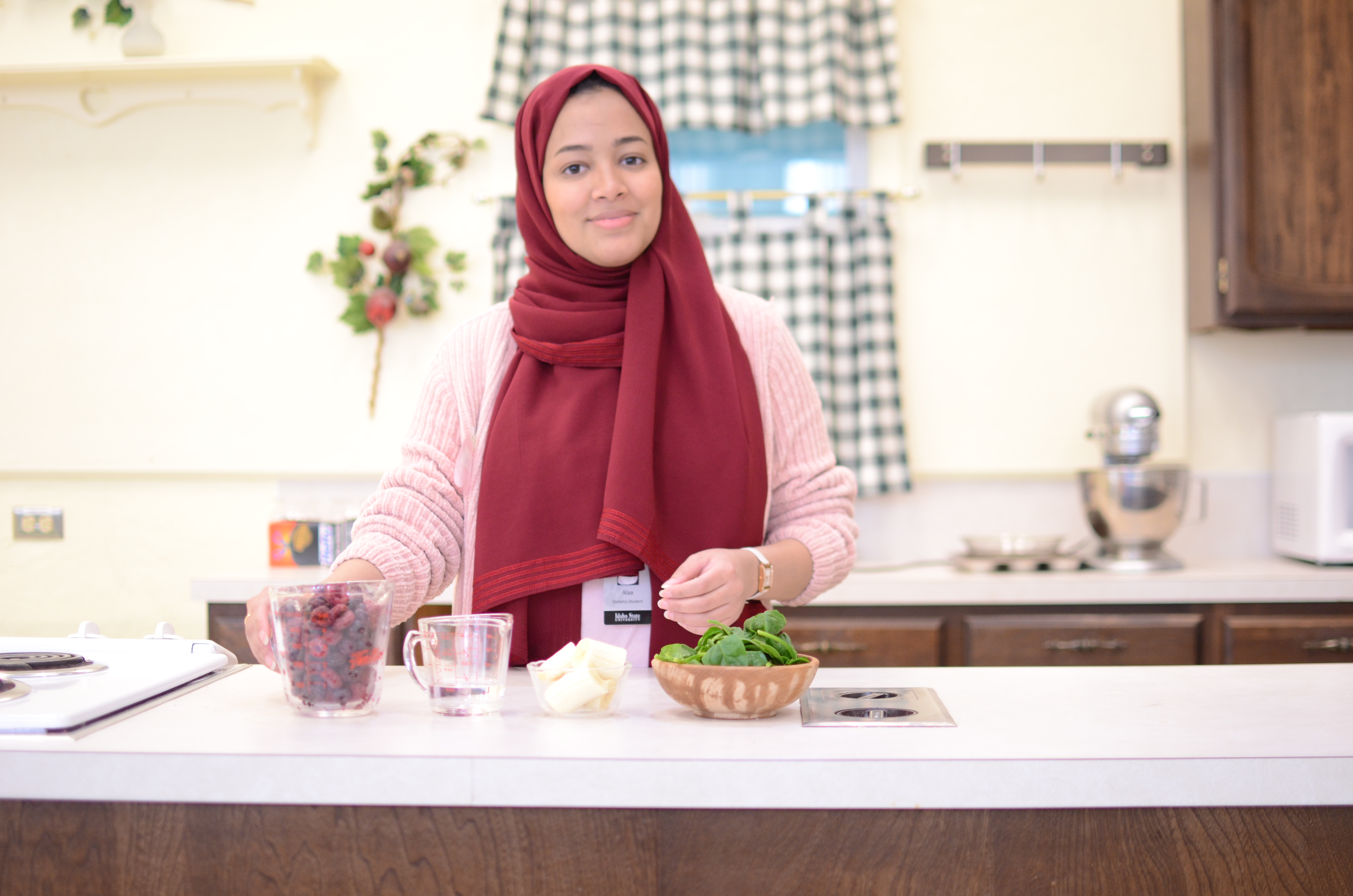 female dietitian prepping for a food demo