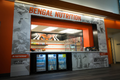Depicts ISU's fueling station where athletes can go to fuel up with nutritious snacks, hydrate and have access to supplements