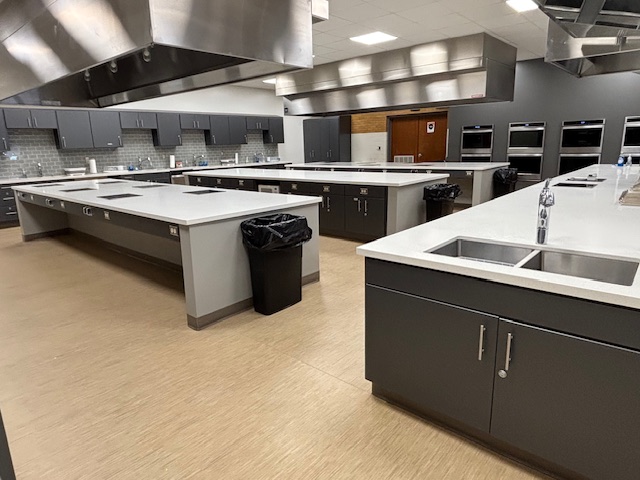 ISU's foods lab kitchen with direct access to the hybrid classroom