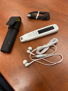 C-Pen with charging cable, headphones and protective case