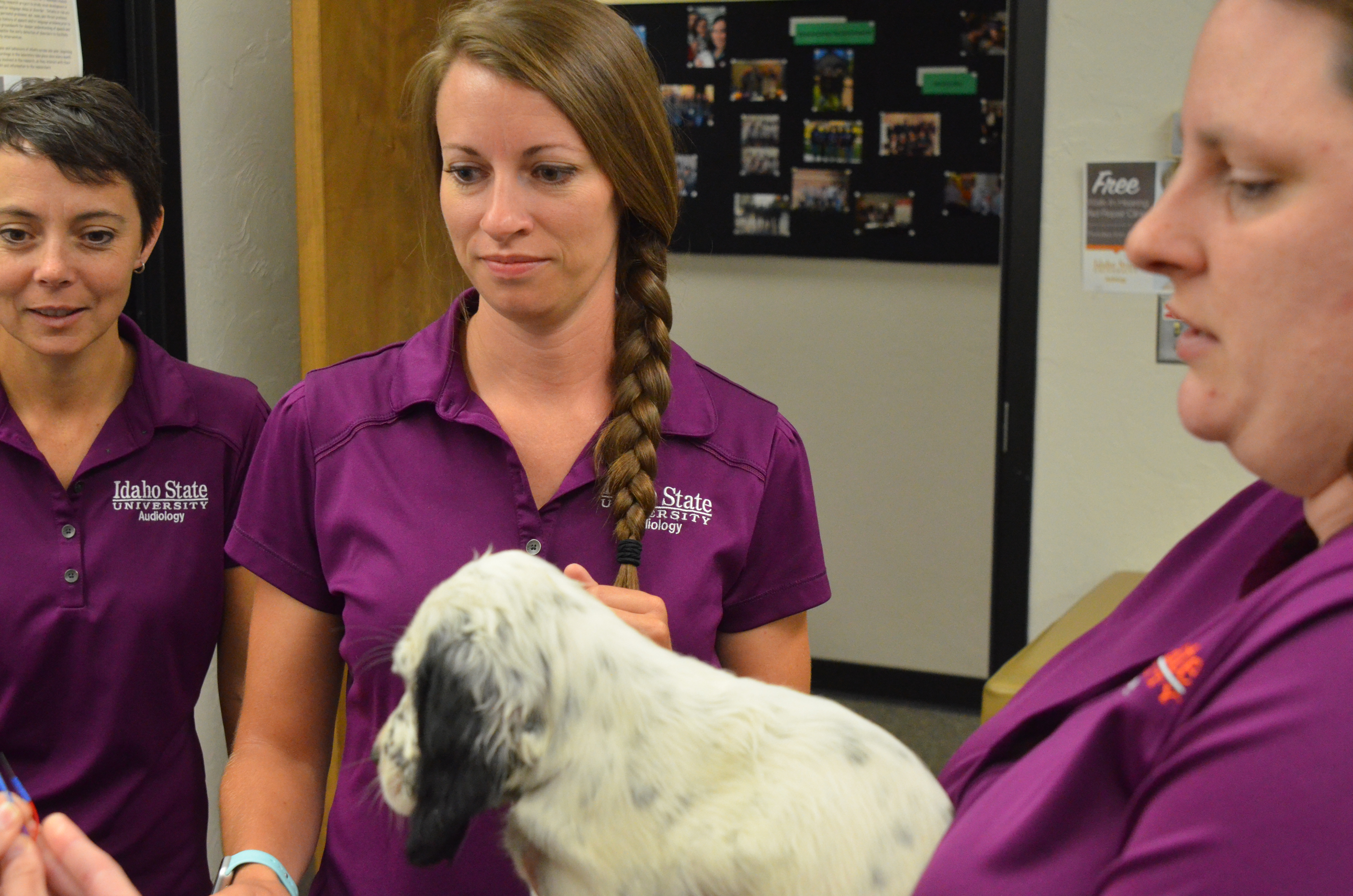 Audiologists at Idaho State screen Ryman Setters for hearing loss