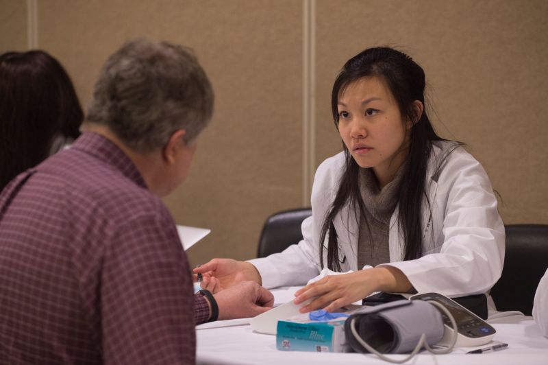 Health Fair attendee getting screened