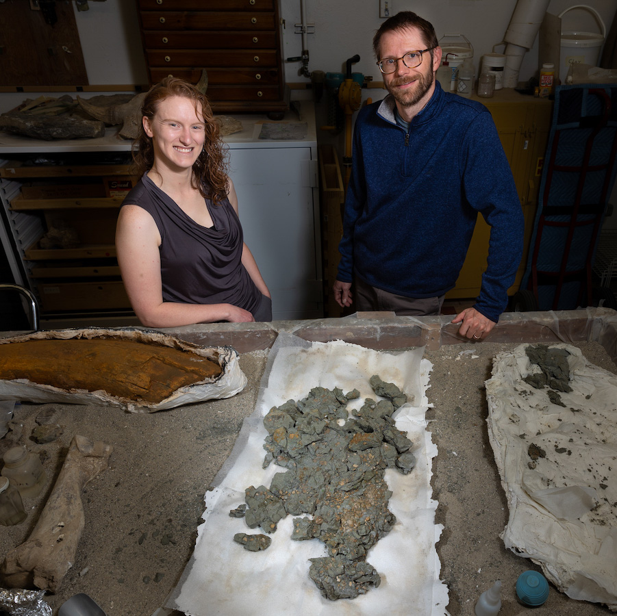 Image of Ferguson and Tapanila with fossil eggshell