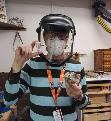 Dr. Peecook with mastodon DNA sample