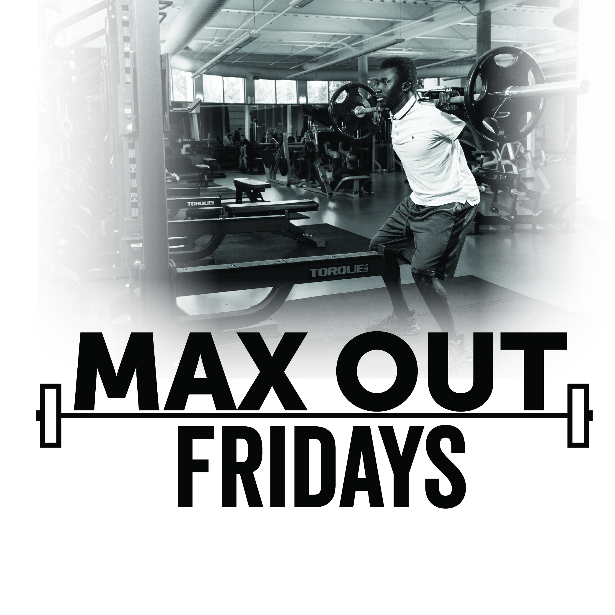 Max Out Fridays with student squatting weights