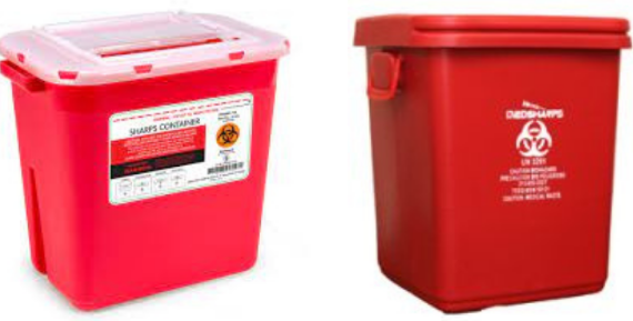 small and large Biohazard containers