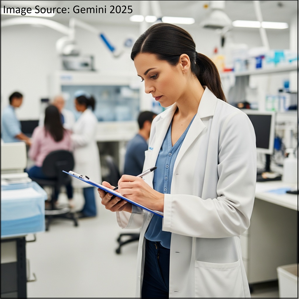 Clinician Looking at Clipboard