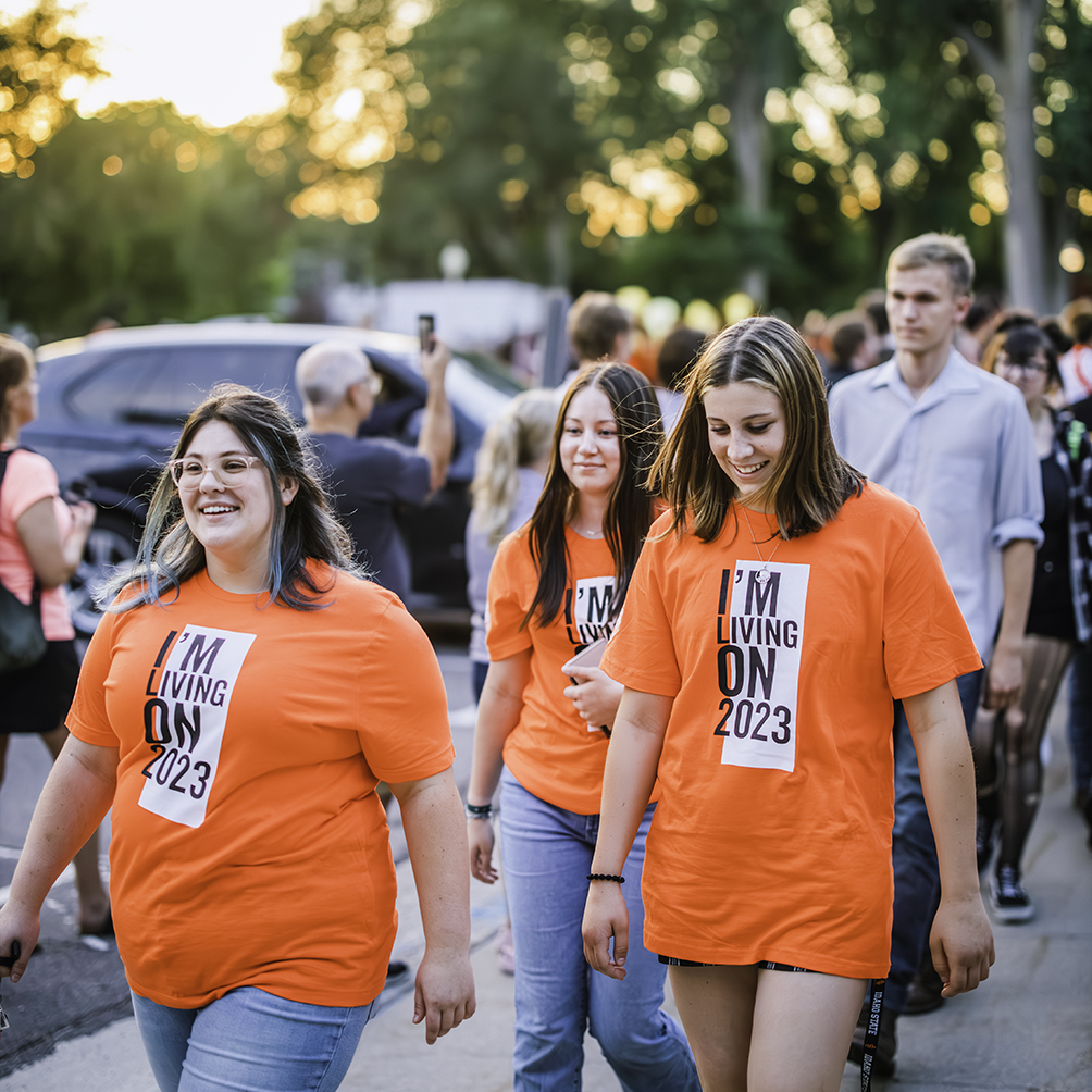A group of students marching as part of the