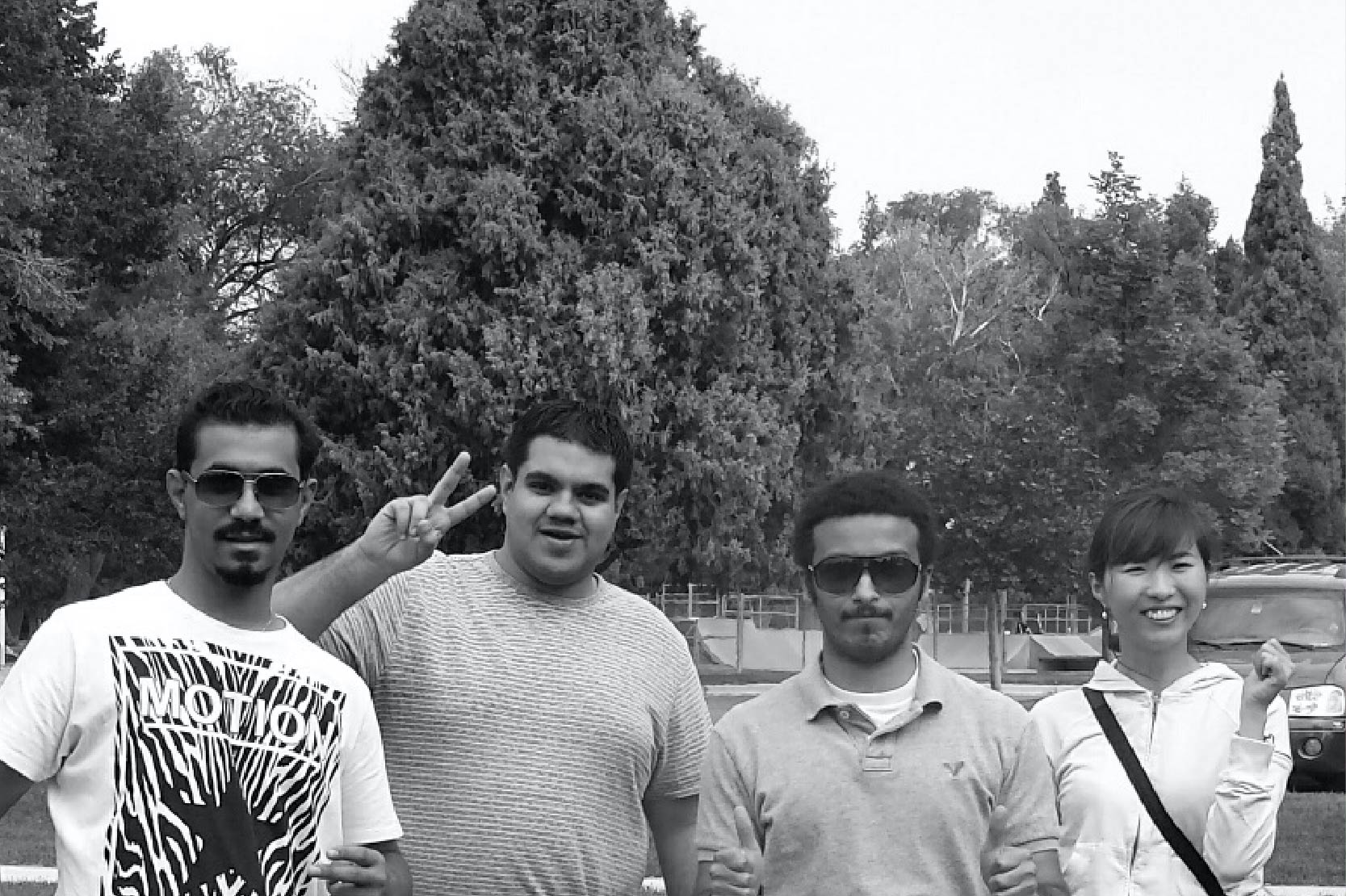 International students enjoying an American BBQ.