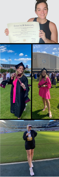 Four photos of McKenzie Kohler shower her graduation from Texas A&M and after running a half marathon