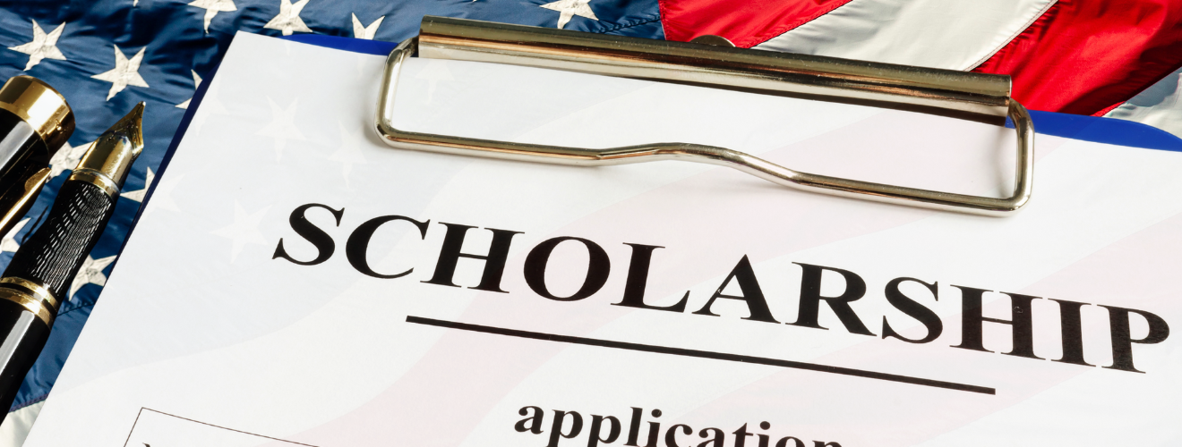 Scholarship Application generic form on top of an American flag