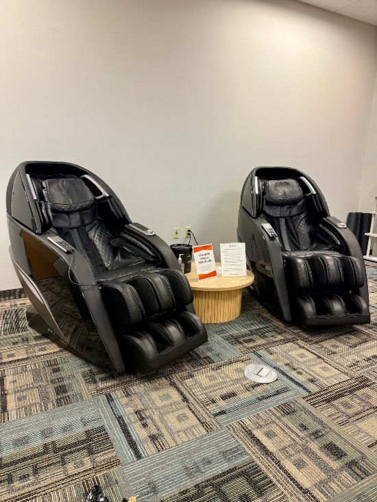 Two massage chairs.