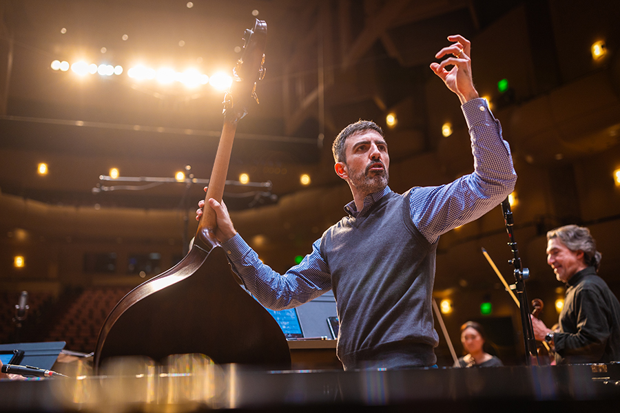 Pedro Giraudo on stage during a symphony performance at ISU