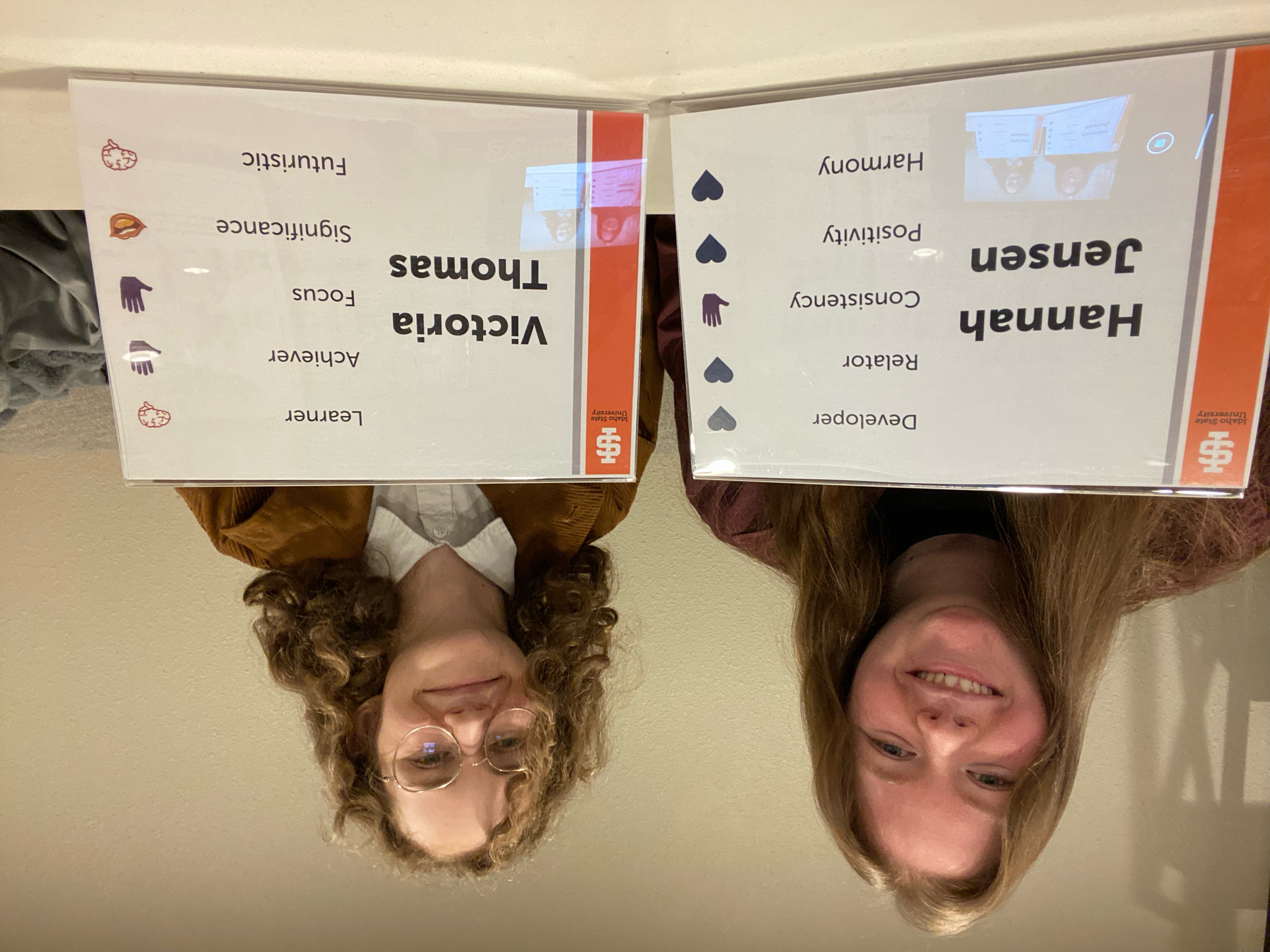 Hannah Jensen and Victoria Thomas display their top 5 Clifton Strengths