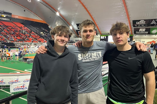 From Colorado, Simplot Games Athletes Aiden Weiss (L), Cooper Van Maurer, and Adam Valecka