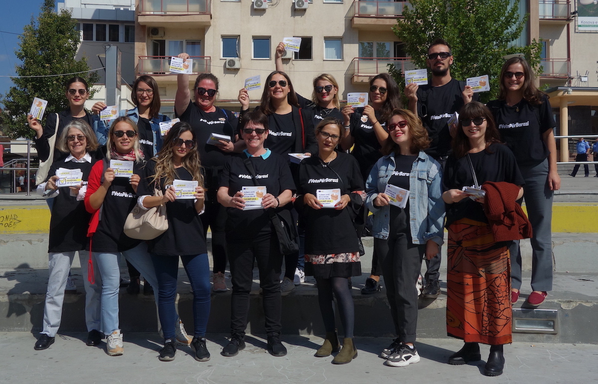 Women gathered at a Vote for Equality event in Kosovo.