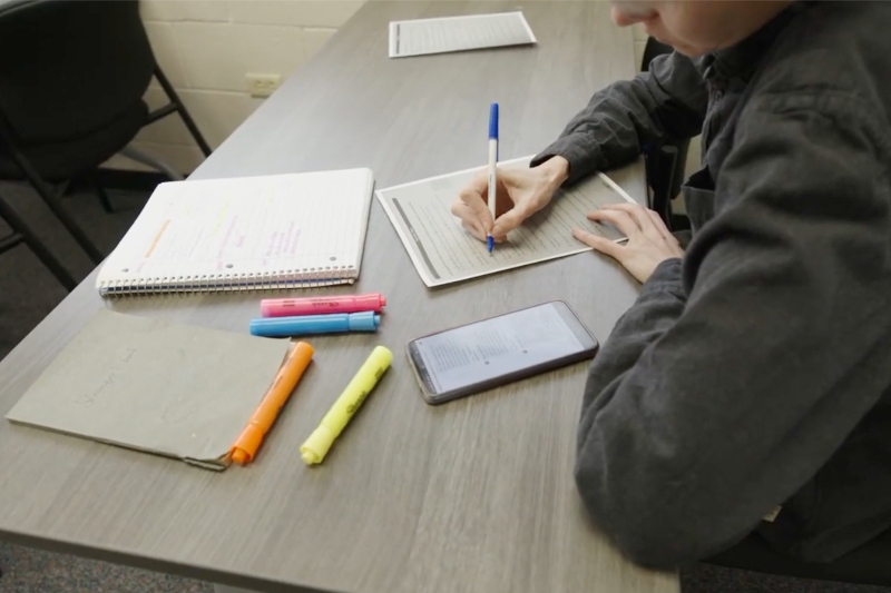 Student doing homework