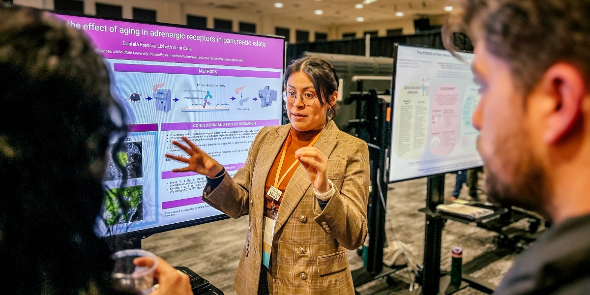 Students present during the Research and Creative Works Symposium hosted by the Graduate School every year